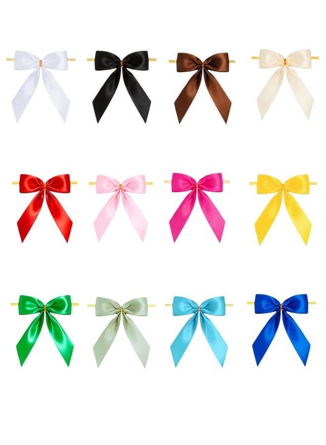 Meseey Satin Bows 4 Inch - 30 Pcs Bulk Craft Supply for Christmas Tree Decor, Gift Wrapping & Wreath Accents, Premium Twist Tie Mini Bows(Brown) - Image 2